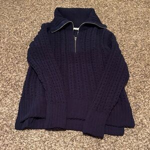 Aerie Cable Knit Oversized Quarter Zip Sweater